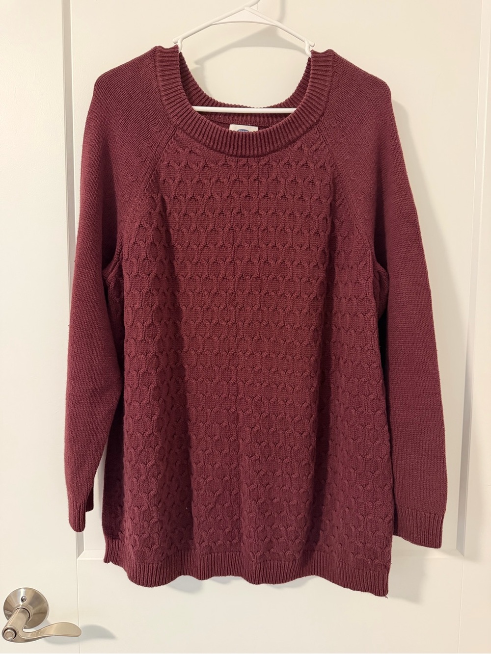 Old Navy Women's Burgundy Crewneck Textured Knit Sweater